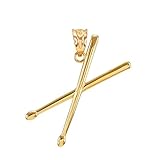 14k Yellow Gold 3D Drum Sticks Music Charm Pendant