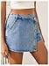 WDIRARA Women's High Waisted Button Front Denim Skort Asymmetrical Hem Skirt Shorts Blue Solid Medium