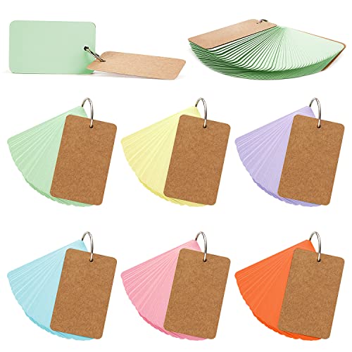 Janmin 300Pcs Index Cards Sturdy Cards, 6 Colors Kraft Paper Binder Ring Flash Card Memo Scratch Pads, Bookmark, Diy Greeting Card, Note Card #TOP3