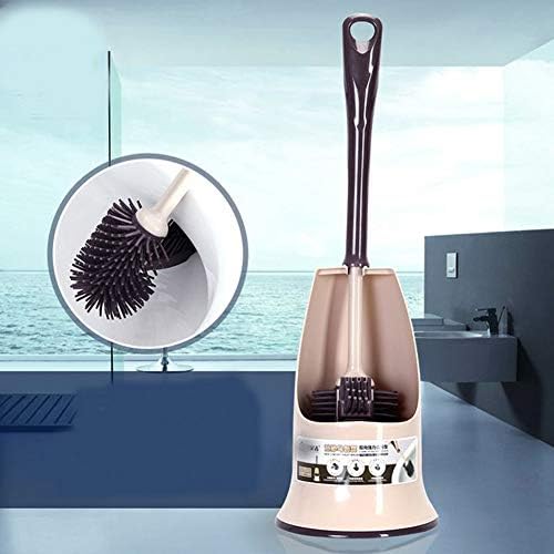 Modenny Self-Cleaning Double Headed Silicone Toilet Brush with Holder Anti-Stick Effect, Hard Wearing & Flexible Ergonomic Handle