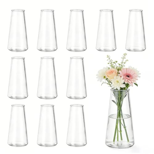 Wisewewin 12pcs Small Vases for Flowers 5.3" Clear Vases for Centerpieces