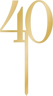 Amscan Sparkling Celebration Acrylic 40 Pick Cake Topper, Gold