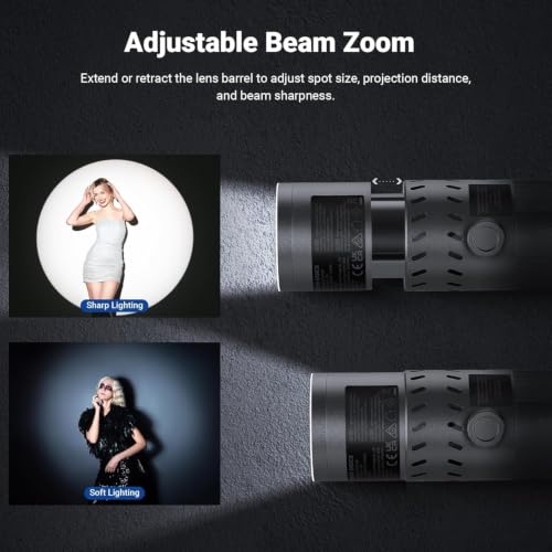 Image of NEEWER BASICS 20W RGB Photography Flashlight with 4 Colors /20 Gobo Filters, Built in 49.95Wh Battery, 6300K CRI95+ Portable LED Spotlight Ambient Sunset Light for Video Recording Studio Lighting, FL20
