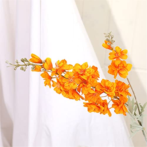 Ipopu Delphinium Flowers Artificial Flowers 6Pcs Orange Larkspur Flower 33.5In Long Stem Artificial Flowers For Tall Vase, Silk Flowers For Home Garden Wedding Arrangement (Orange) #TOP4