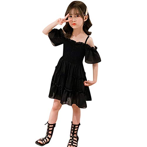 EnJoCho Little Girl Dress Off Shoulder Strap Solid Tutu Princess Dress for Birthday Party Pageant Evening Wedding Dresses3