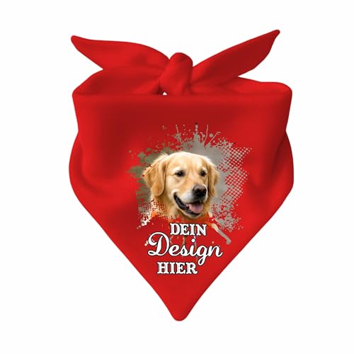 Hunde Dreiecks Halstuch personalisiert mit deinem Wunschmotiv (Fb: rot) (Gr. 2 (68 cm))