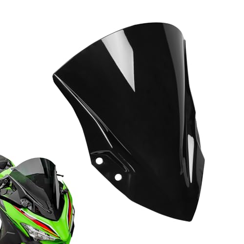 Motorcycle Windshield Deflector Windscreen Fit for Ninja 400 Ninja400 2018 2019 2020 2021 2022 2023 2024 2025 2026 Double Bubble Wind Shield Screen Visor Flyscreen, Black