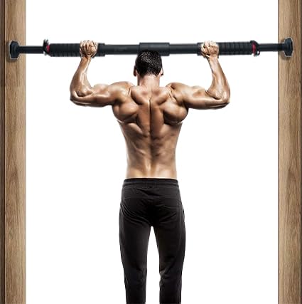 عقلة باب بدون مسامير تتحمل حتى 150 كيلو ، قضيب سحب ، تمارين العقلة ، قضيب تمارين وزن الجسم (أسود, كبير (90-130 سم)