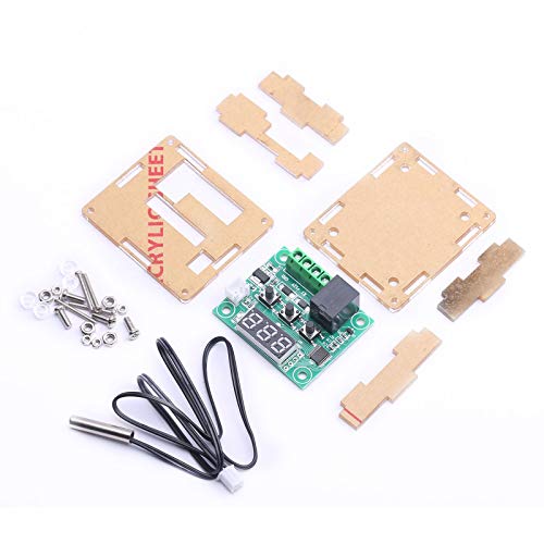 W1209 12V DC Digital Temperature Controller Board Micro Digital Thermostat -50-110°C Electronic Temperature Cool Temp Control Module Switch with 10A One-Channel Relay with LED Display + Acrylic Box