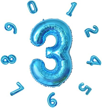 40" Number Balloons,Colorful Helium Number Birthday Balloons,Self Inflating Number Balloons,Foil Balloon for Birthday Party,New Year Decoration,Anniversary Decoration,Company Celebration (Blue #1)