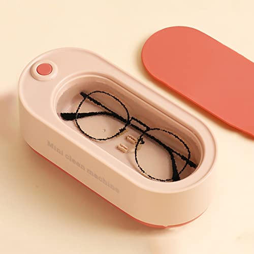 TXTC Small Ultrasonic Cleaner Portable Eyeglasses Cleaner Jewellery Cleaning Machine，Retainer, Eyeglass, Watches, Retainer, Eyeglass, Watches All-Round Cleaning (Color : Pink)