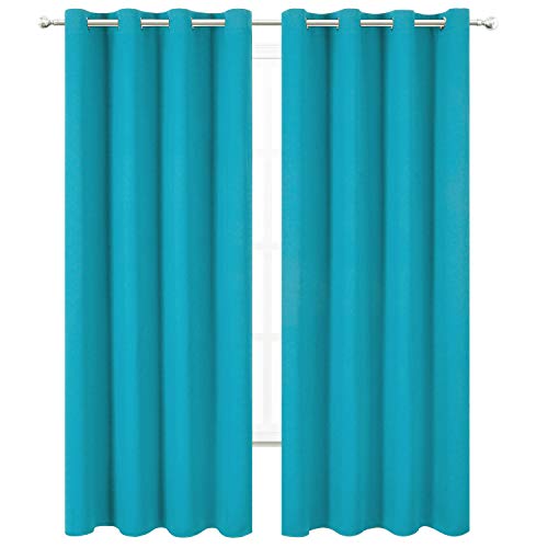 Image of LEMOMO Teal Thermal Blackout Curtains /52 x 95 Inch /Set of 2 Panels Room Darkening Curtains for Bedroom