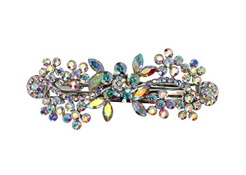 Faship Multicolors AB Floral Crystal Hair Barrette Clip