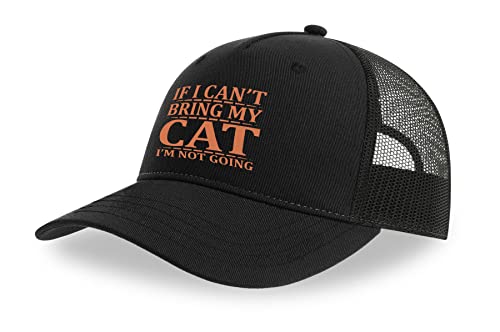 Casquette trucker filet respirant et visière incurvée coton noir message chat