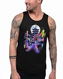 INTO THE AM Night District Tank Tops for Men - Summer Beach Sleeveless Fashion Men's Tank Tops (Blac