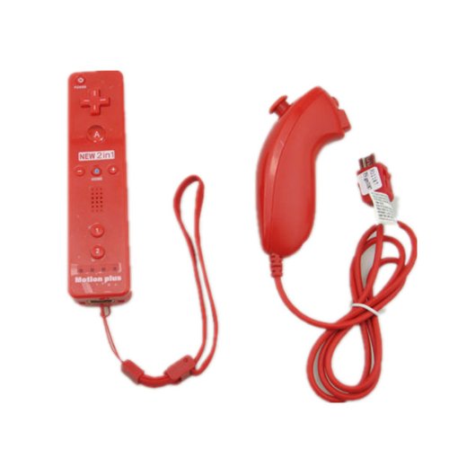 Red Remote Nunchuck Controller Wiimote Motion Plus For Nintendo Wii Silicone