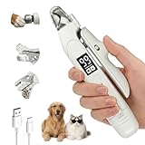 Zelvian 2-in-1 Dog & Cat Nail Clipper and Grinder with LED Light, Low-Noise Electric Pet Nail Trimmer, Safety Lock & Nail Catcher, USB-C Rechargeable, 3 Grinding Ports for Small Medium Large Pets
