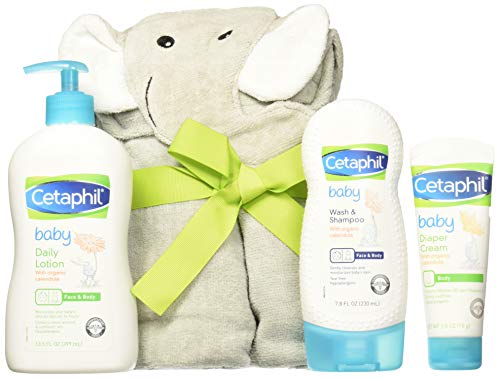 Image of Cetaphil Baby Sensitive Skin Bath Time Essentials Gift Set with Elephant Hoodie Towel