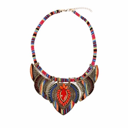 Hoshisea Collier Bohème Inspiré Tribal Et Ethnique Arc-en-Couleur Bijoux,D'Inspiration Ethnique, pour Nationalité Vêtements,Colocalisation Quotidienne (Coloré)