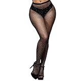 YOGINGO Damen Diamanten Netzstrumpfhosen Schwarz,Rhinestones Netzstrumpfhose Strumpfhosen Glitzer Strumpfhose Damen Mesh Hohe Taille Eng Glitzernde Strass Netzstrumpfhose Strümpfe Strumpfhosen