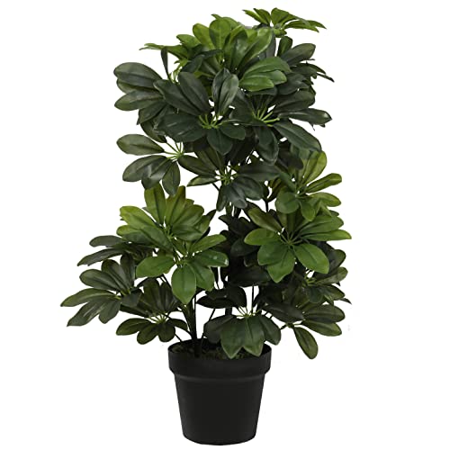 One 40 inch Indoor Outdoor Artificial Schefflera Palm Tree Potted Plant - Thumbnail 4