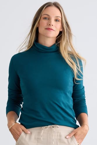 Image of Fair Indigo Women's Organic All-Cotton Luxe Turtleneck