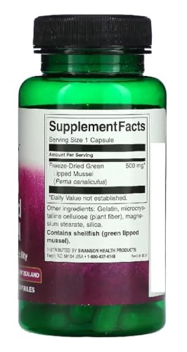 Swanson - Grünlippmuschel Kapseln | Unterstützt die Gelenkbeweglichkeit, Gefriergetrocknet - 60 Kapseln