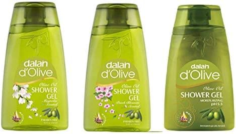 Dalan d'Olive - Pure Olive Oil Shower Gel Triple Pack of Olive Oil, Magnolia & Peach Blossom (250 ml each), Imported from Turkey.