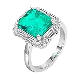 BWDHJLEY Alianzas de boda para mujer, esmeralda, anillos de compromiso de plata y verde, anillo de compromiso de oro blanco de 9 quilates, P 1/2, Oro blanco de 14 quilates, Esmeralda Moissanita