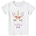 Unicorn Birthday T-Shirt, Unicorn Outfit Gifts for Girls (5-6 Years) White