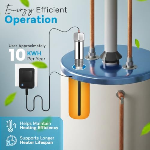 Powered Electric Anode Rod for Hot Water Heater ; Reduces Scale & Sediment, Stops Corrosion, Eliminates Rotten Egg/Sulfur Odor; Titanium, Lead-Free, 20YR Warranty, 40–89 Gallon Except Bradford White — 사진 6