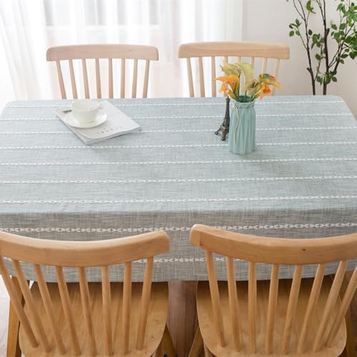 Nappe jacquard bleu pierre rectangulaire 135x135cm pour table de cuisine