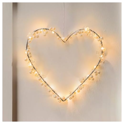 CozyHome 20 LED Herz Lichterkranz mit Stecker - Warmweiß Fensterdeko beleuchtet | LED Deko Wohnzimmer modern zum hinstellen oder hängend | Leuchteten Fenster Hochzeitsdeko Herzen zum aufhängen Strom