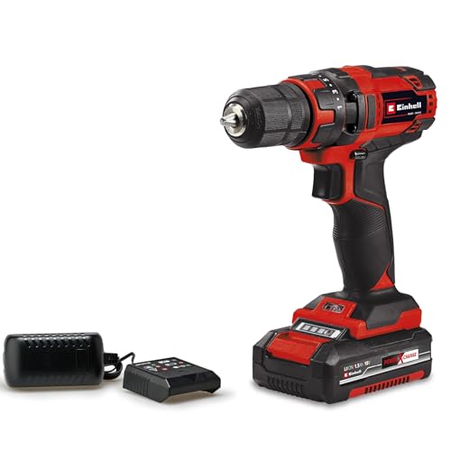 Einhell Perceuse Visseuse sans fil TC-CD 18/35-2 Li (1x1,5 Ah) Power X-Change (18V, couple 35 Nm, Mandrin 10mm) Livré avec 1 Batterie 1,5 Ah et un Chargeur