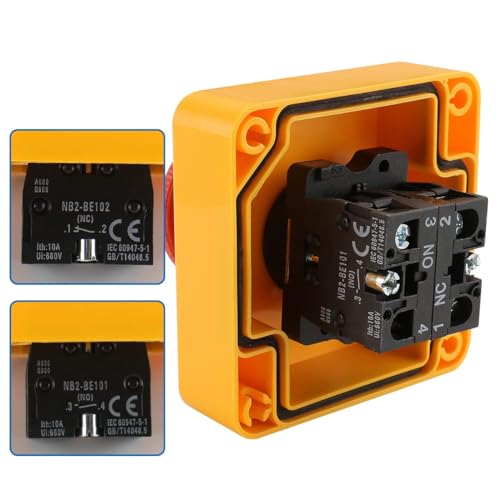 Baomain Red Sign Emergency Stop Switch Push Button Weatherproof Push Button Switch 660V with Box