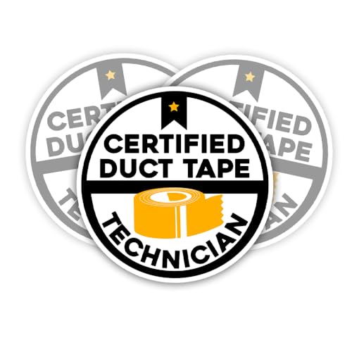 Image of SODAVA (3Pcs) Certified Duct Tape Technician Sticker Funny Hard Hat Stickers Caution Stickers Danger Sticker Funny Technician Mechanic Electrician Construction Stickers Laptop Stickers