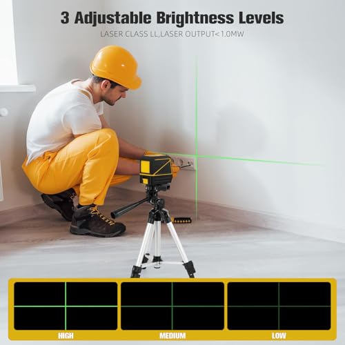 Laser Level with Tripod, 100 feet Green Cross Line Self Rotary Leveling Laser Level, Vertical and Horizontal Line, Rotatable 360 Degree, Manual Self leveling and Pulse Mode,IP54 Waterproof & Battery — view 5