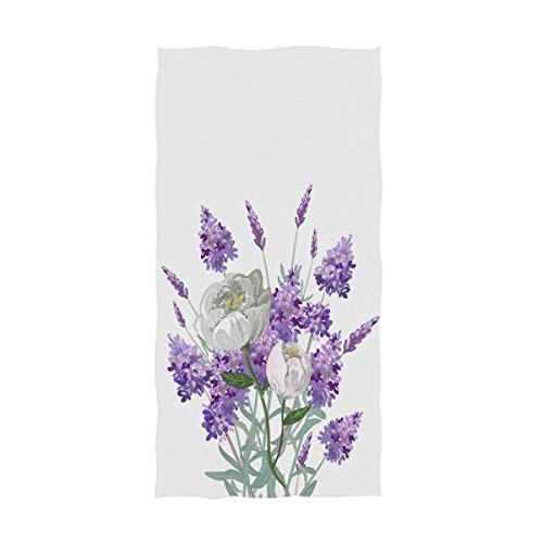 Wamika Lavender And Peony Bouquet Hand Towels Purple Flowers Bath Bathroom Towel Multipurpose Fingertip Towels Highly Absorbent For Bath,Hand,Face,Gym,Spa,30 X 15 Inch #TOP15