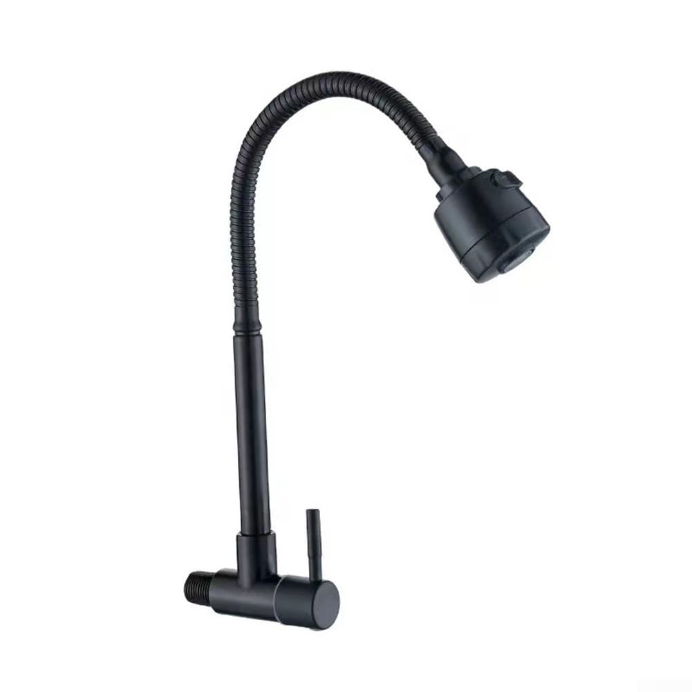 Grifo frío individual de cocina, grifo de fregadero de cocina de acero inoxidable, manguera flexible para fregadero de agua fría montado en la pared, modos, grifo G1/2 pulgadas de diámetro