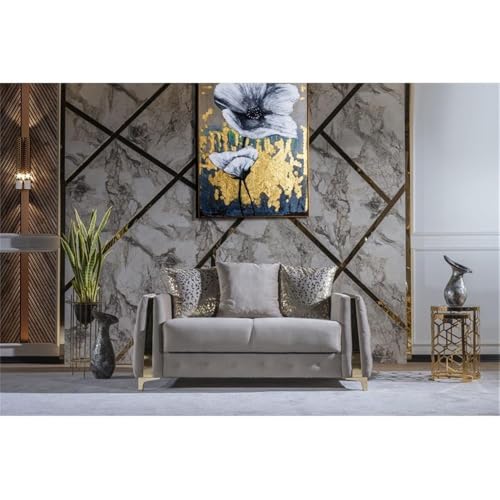Modern Taupe Loveseat with Storage