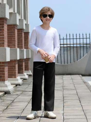 Haloumoning Toddler Boys Sweatpants Kids Straight Leg Joggers with Pockets Open Bottom for Sports Outdoors 3-10Y4