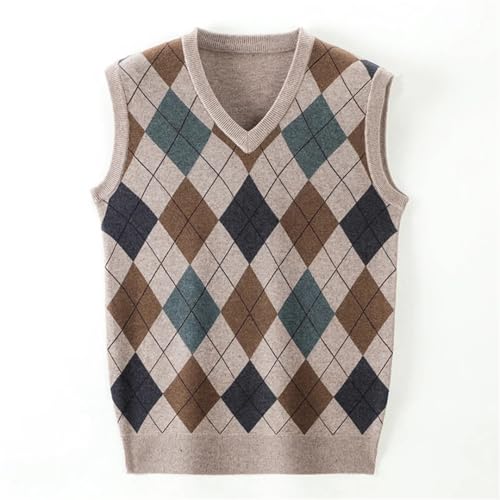 Men’S Autumn Fashion Designer Argyle Pullover, Diamond V-Neck Knit Vest, Sleeveless Casual Sweater3