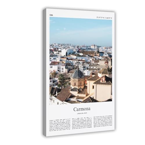 Carmona - Póster fotográfico real de Carmona con impresión a color, póster de viaje, regalo de Andalucía, España, viajes, ciudad, lienzo decorativo, marco de 30,5 x 45,7 cm