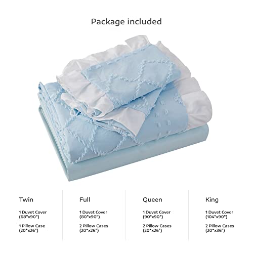 Yundo Duvet Cover King Size - King Duvet Cover Set, 3 Pieces Tufted Duvet Cover Set And Lace Duvet Cover For All Seasons (Blue, King) #TOP6