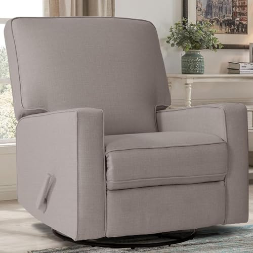 Image of Harkawon Swivel Recliner Chair Glider Rocking Recliner Fabric Chair, Comfy Upholstered Glider Rocker for Nursery, Modern Armchair with Tall Back and Side Pocket for Living Room, Bedroom