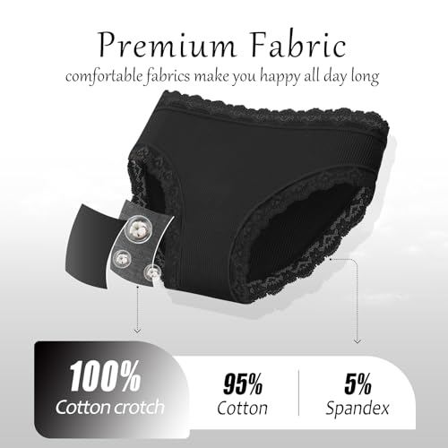 FINETOO Cotton Underwear for Women Sexy Cheeky Lace Bikini Panties Soft Breathable Womens Underwear 6 Pack (6AXL)