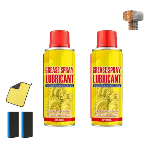 Anti-Rust Lubricant Spray & Rust Remover, 180ML Fast-Acting Rust Remover Spray for Metal,Multi-Purpose Lubricant Penetrating Oil for Tools, Car, Bike, Chains,Noise Reduction (2pcs)