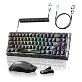 【双方8000Hz】ATTACK SHARK R68HE ラピッドトリガー 有線ゲーミングキーボード & X11Ultraワイヤレスゲーミングマウス カーボンファイバーゲーミングセット/ 65% 磁気スイッチ RT0.005mm ホットスワップ 6層消音充填 RGB/ 65g超軽量 3モード PAW3950MAX 最大300時間 eスポーツ·FPS向け 光るコイルケーブル付き 国内正規品 璃玉