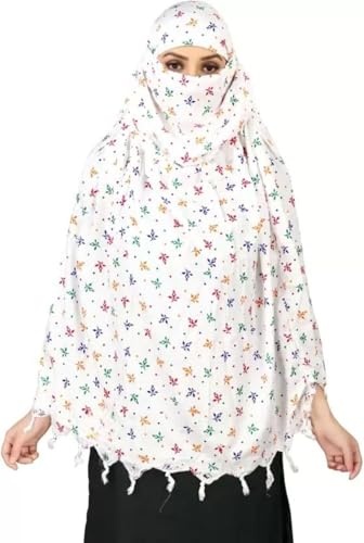 Image of Cotton Long Scarf Cum Mask Scarves Usable for Vehicle Driver | White Printed Design Fabric | Universal Size | Soft & Breathable Sun Protection | For Girl & Women
