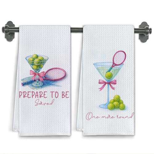 Elefeltclave Coquette Bows Tennis Martini Cocktail Gifts for Women Kitchen Towels, Birthday Gift for Professional Tennis Player, Decorative Hand Towels Set of 2, 16 x 24 Inch